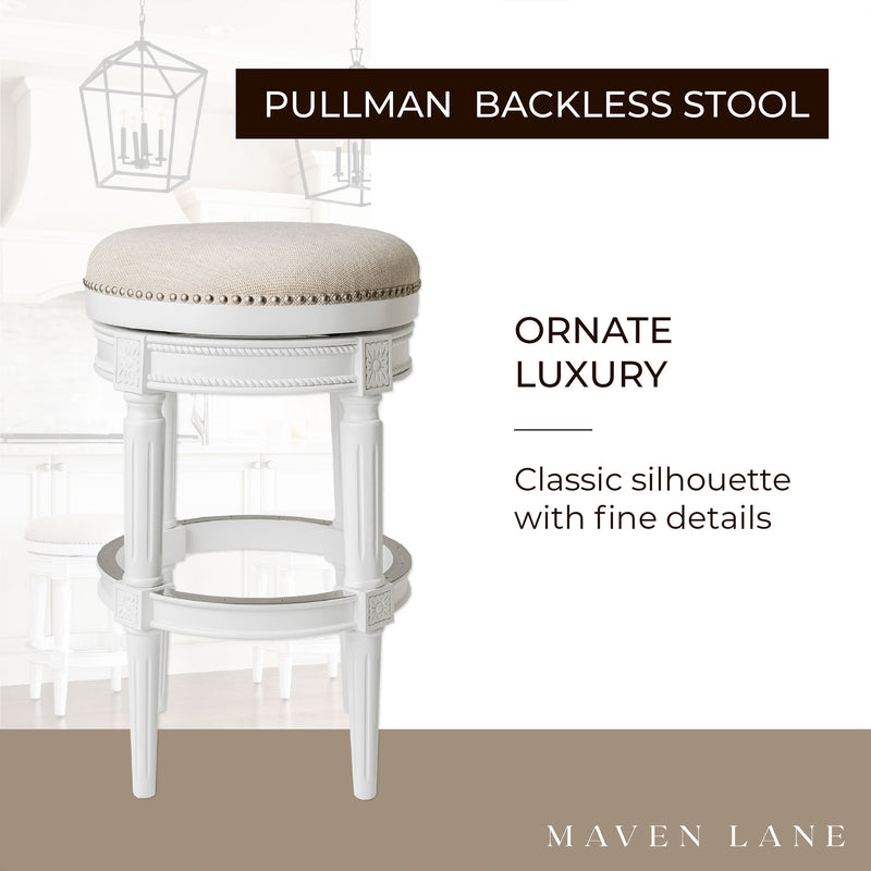 Maven Lane Pullman Backless Swivel Bar Stool, Alabaster White (Used) (4 Pack)