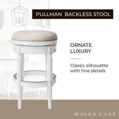 Maven Lane Pullman Swivel Stool, Alabaster White, Bar Height (Open Box) (2 Pack) - VMInnovations