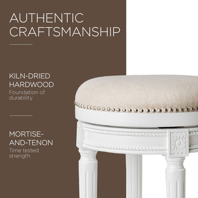 Maven Lane Pullman Backless Swivel Bar Stool, Alabaster White, Bar Height (Used) - VMInnovations