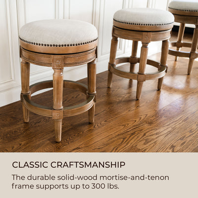 Maven Lane Pullman Swivel Stool, Weathered Oak, Bar Height (Open Box) (2 Pack) - VMInnovations