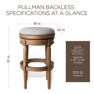 Maven Lane Pullman Backless Swivel Stool, Weathered Oak, Bar Height (Open Box) - VMInnovations