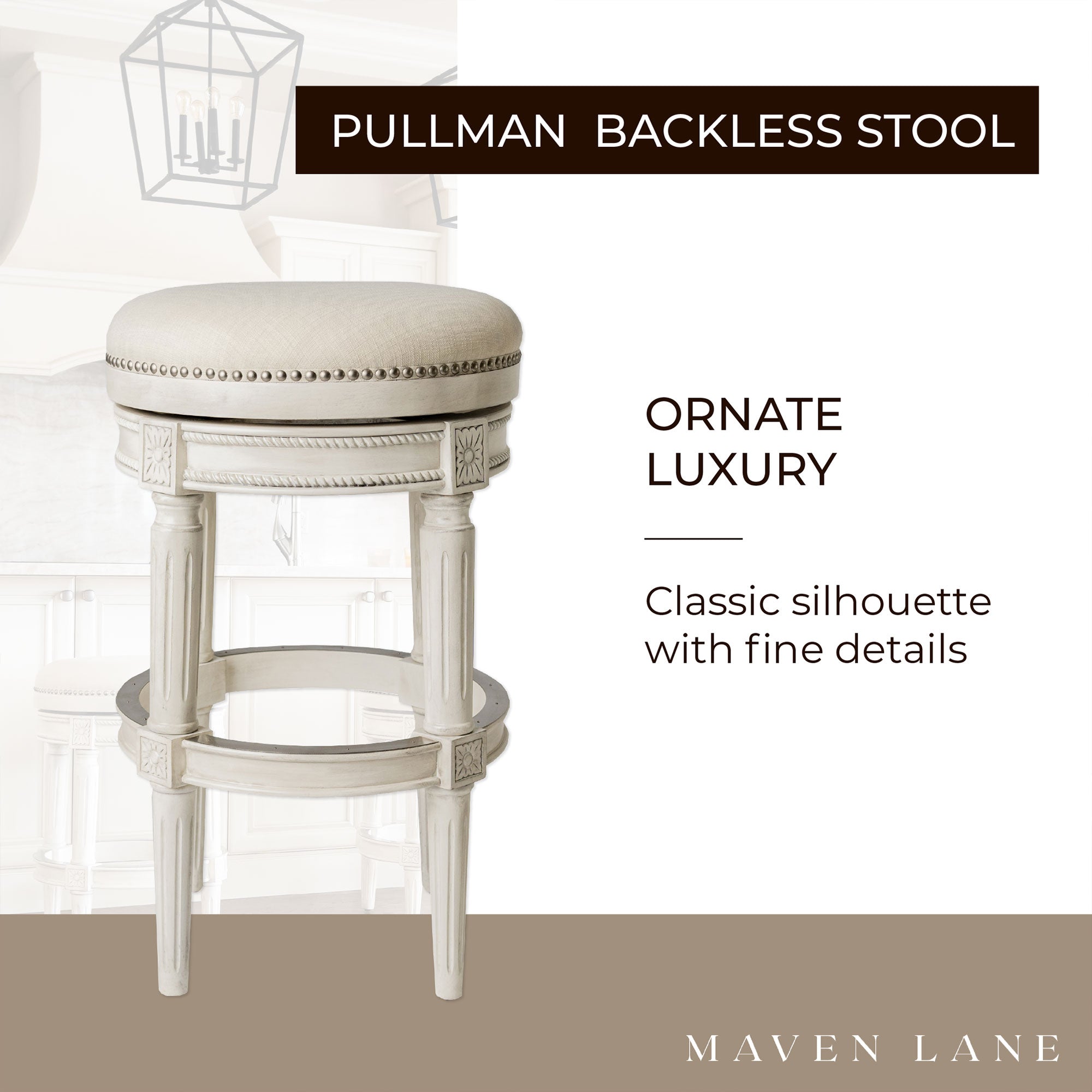 Maven Lane Pullman Swivel Bar Stool White Oak, Bar Height (Open Box) (2 Pack) - VMInnovations