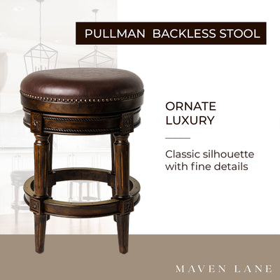 Maven Lane Pullman Swivel Stool, Dark Walnut, Counter Height (Open Box) (4 Pack)