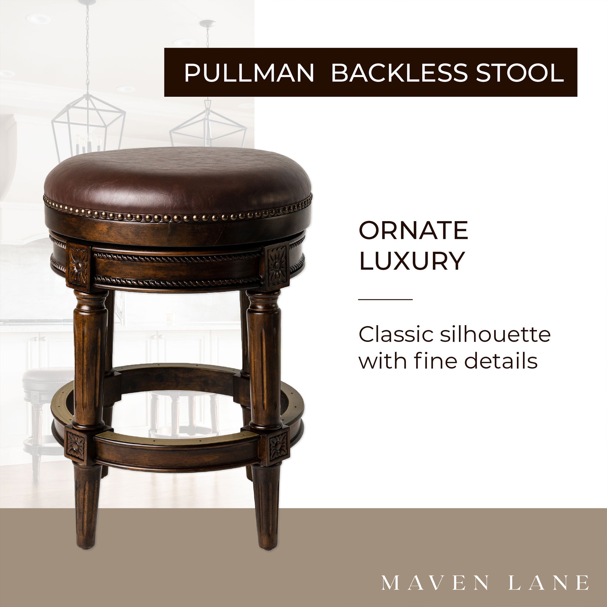Maven Lane Pullman Swivel Bar Stool, Dark Walnut, Counter Height (Used) (4 Pack) - VMInnovations