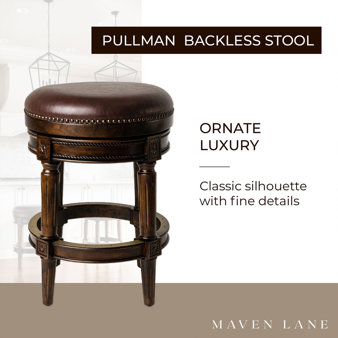 Maven Lane Pullman Swivel Stool, Dark Walnut, Counter Height (Open Box) (2 Pack) - VMInnovations