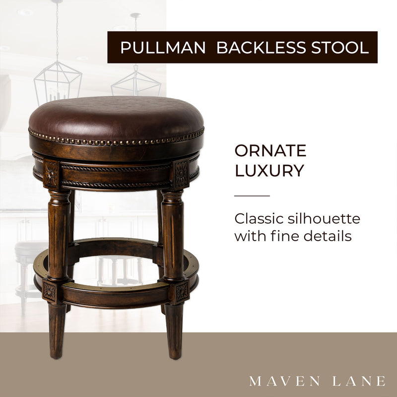 Maven Lane Pullman Swivel Stool, Dark Walnut, Counter Height (Open Box) (2 Pack)