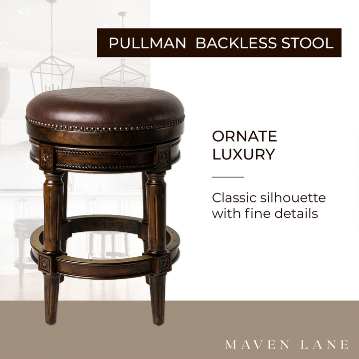 Maven Lane Pullman Swivel Stool, Dark Walnut, Counter Height (Open Box) (4 Pack) - VMInnovations