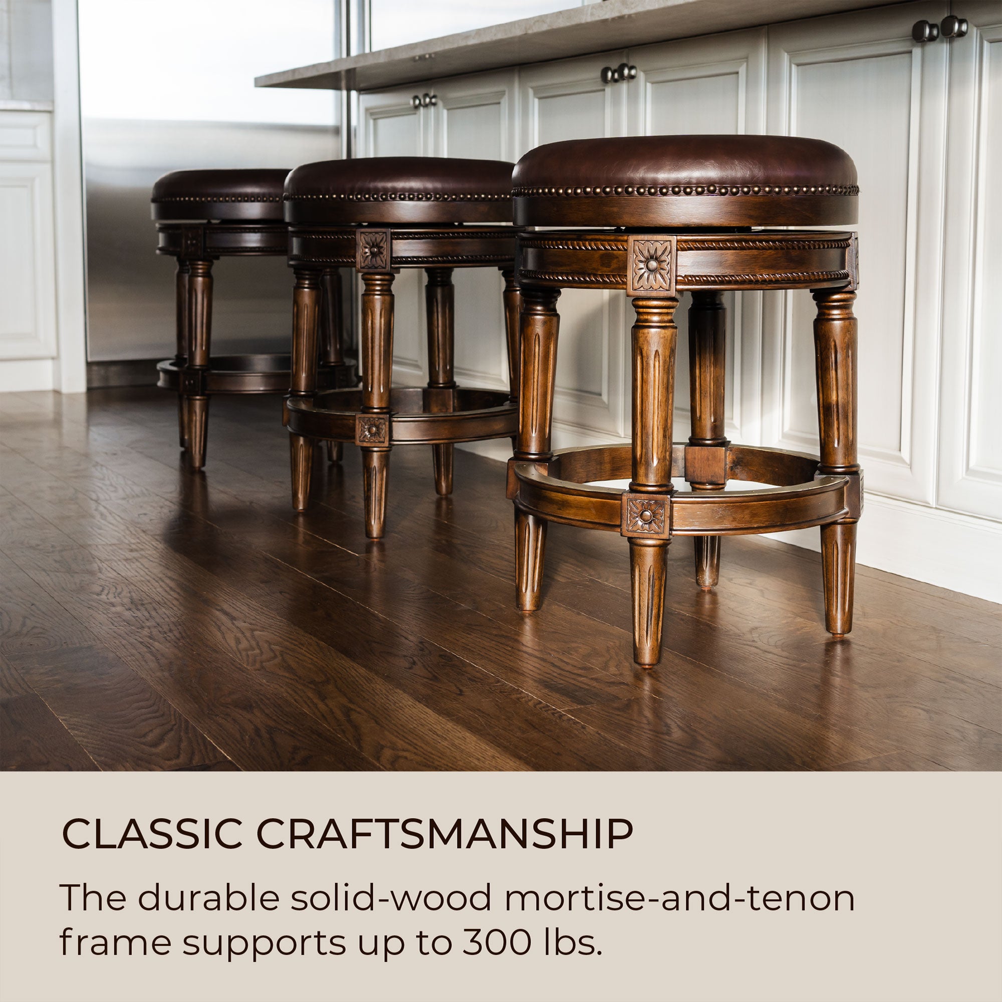 Maven Lane Pullman Swivel Bar Stool, Dark Walnut, Counter Height (Used) (4 Pack) - VMInnovations