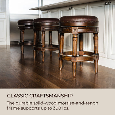 Maven Lane Pullman Swivel Bar Stool, Dark Walnut, Counter Height (Used) (4 Pack) - VMInnovations