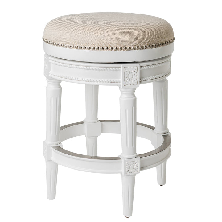 Maven Lane Pullman Backless Bar Stool, Alabaster White,Counter Height (Used) - VMInnovations