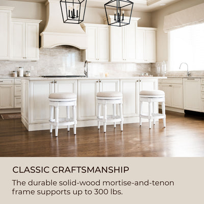 Maven Lane Pullman Bar Stool, Alabaster White,Counter Height (Open Box) (4 Pack) - VMInnovations