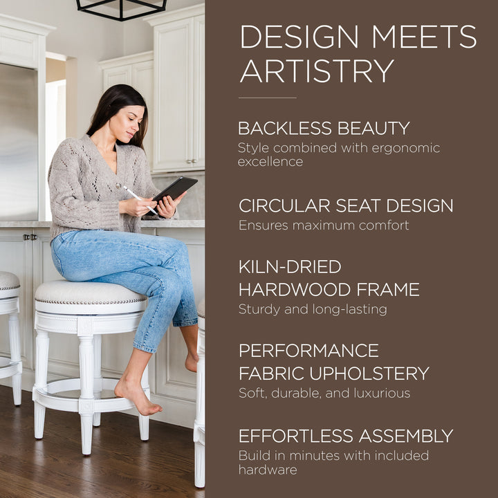 Maven Lane Pullman Backless Bar Stool, Alabaster White,Counter Height (Used) - VMInnovations