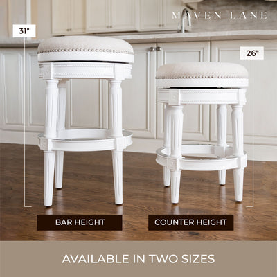 Maven Lane Pullman Bar Stool, Alabaster White,Counter Height (Open Box) (4 Pack)