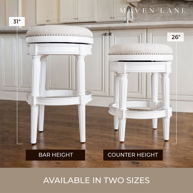 Maven Lane Pullman Bar Stool, Alabaster White,Counter Height (Open Box) (4 Pack)