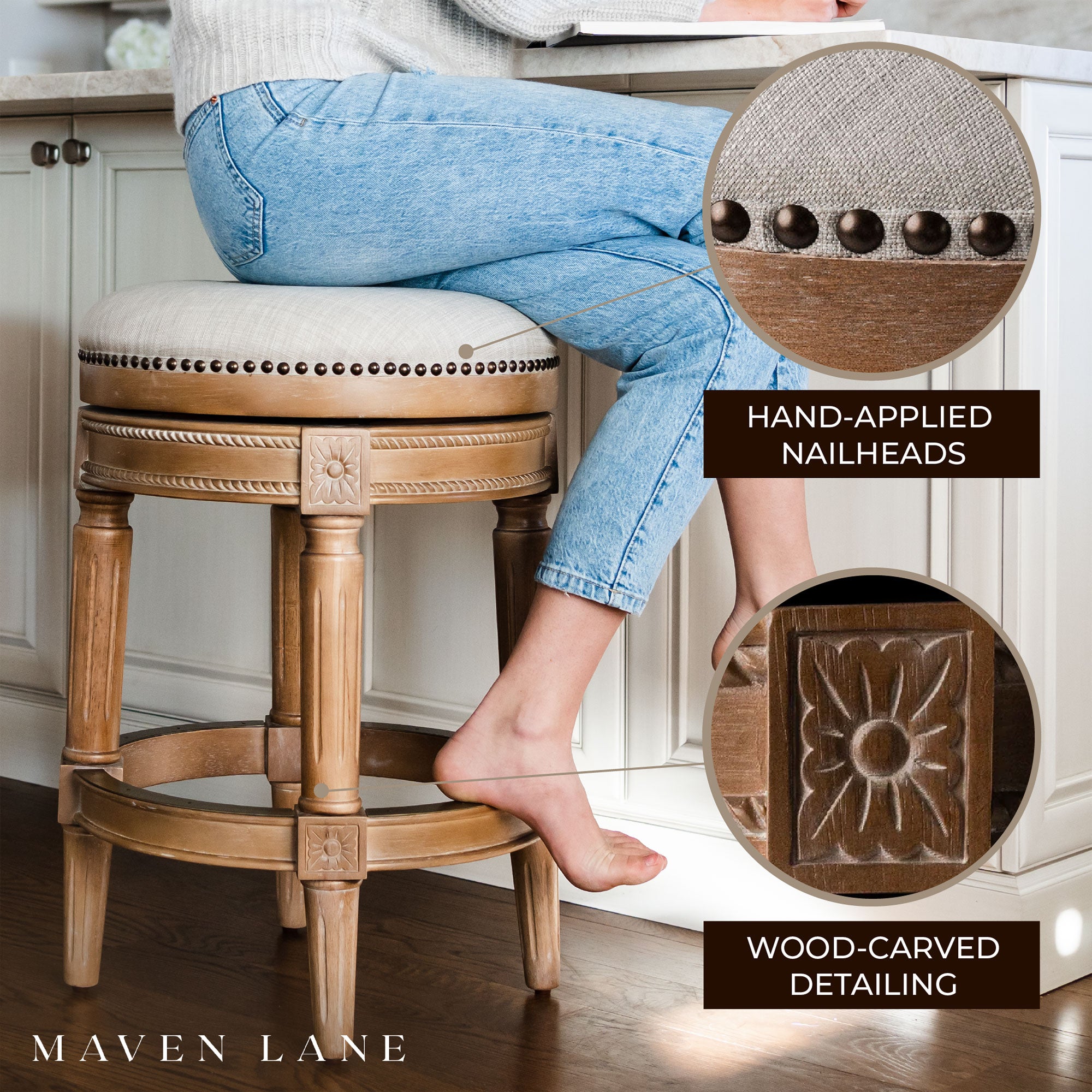 Pullman Swivel Kitchen Counter Stool 25"H, Weathered Oak (Used) (4 Pack) - VMInnovations