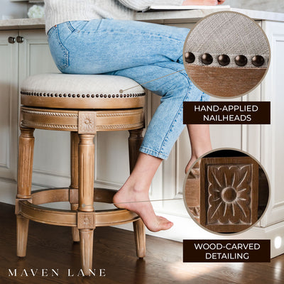 Maven Lane Pullman Bar Stool, Weathered Oak, Counter Height (Open Box) (4 Pack)