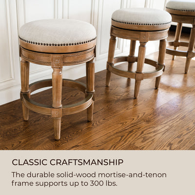 Maven Lane Pullman Bar Stool, Weathered Oak, Counter Height (Open Box) (2 Pack) - VMInnovations