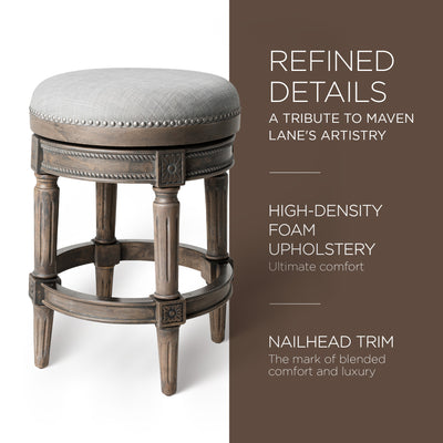 Maven Lane Backless Counter Stool in Oak Finish w/ Ash Grey Fabric (For Parts)