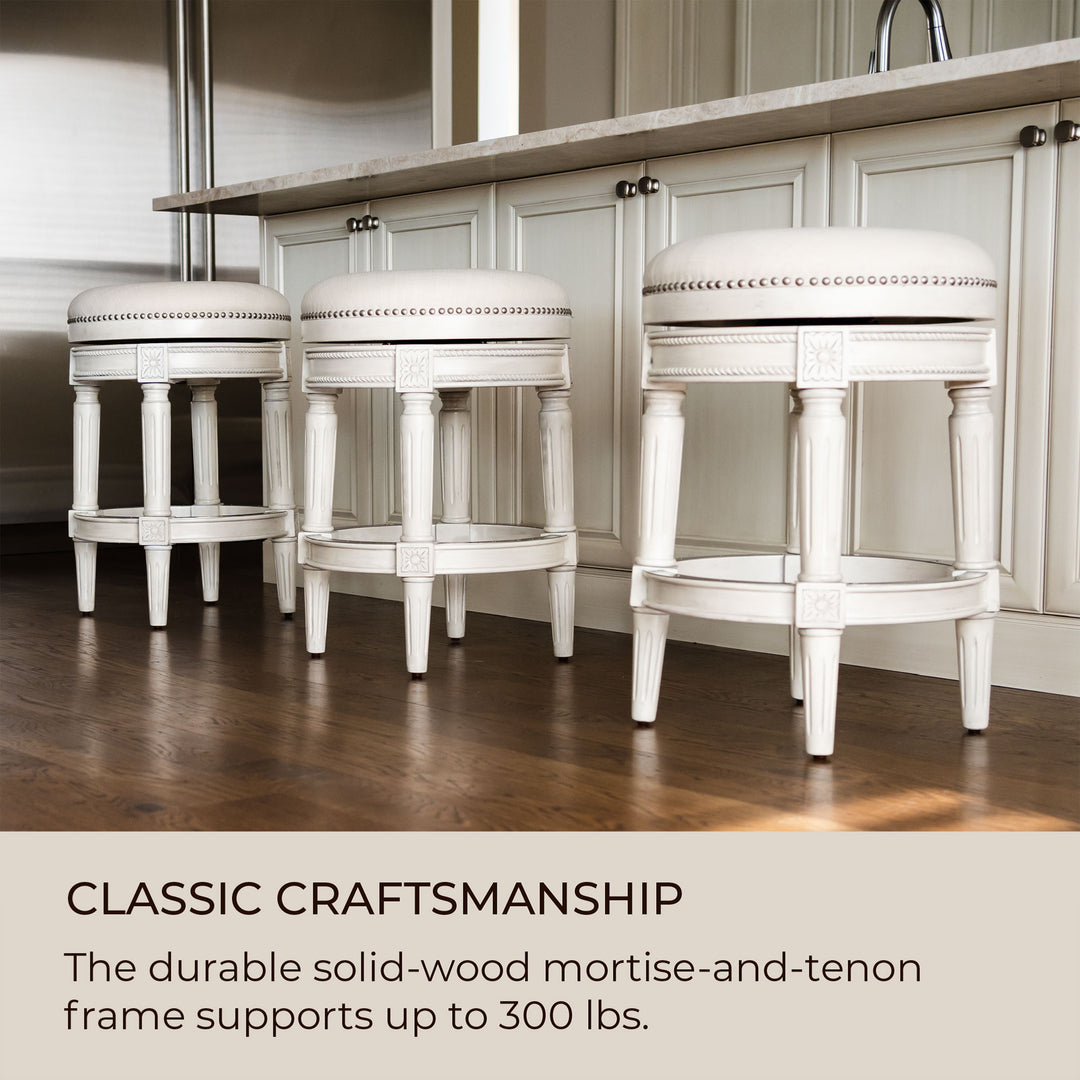 Maven Lane Pullman Swivel Bar Stool, White Oak,Counter Height(Open Box) (4 Pack) - VMInnovations