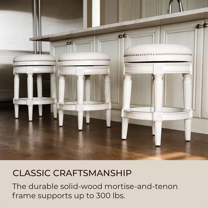 Maven Lane Pullman Swivel Bar Stool, White Oak,Counter Height(Open Box) (4 Pack) - VMInnovations