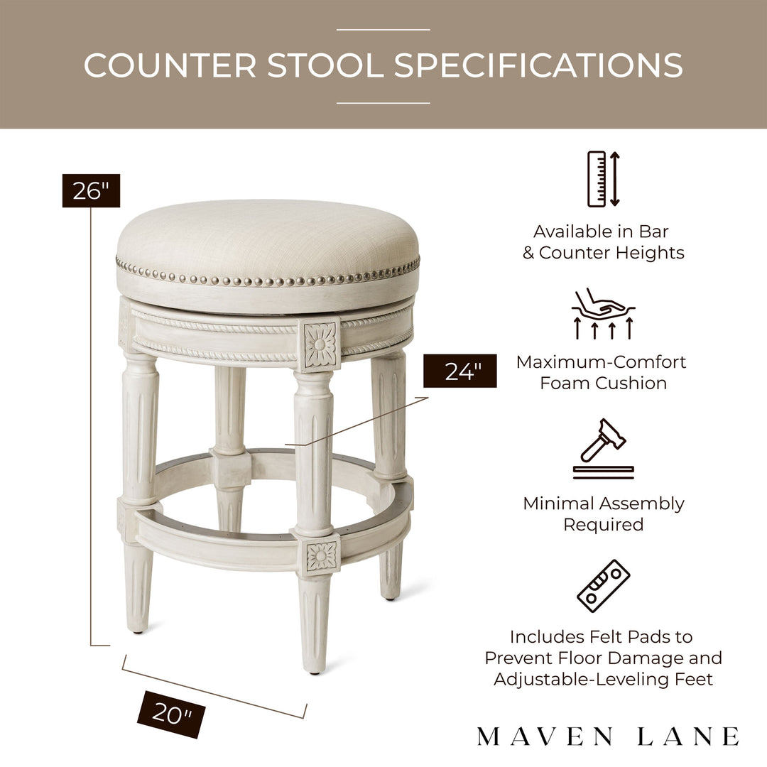Maven Lane Pullman Swivel Bar Stool, White Oak,Counter Height(Open Box) (4 Pack) - VMInnovations