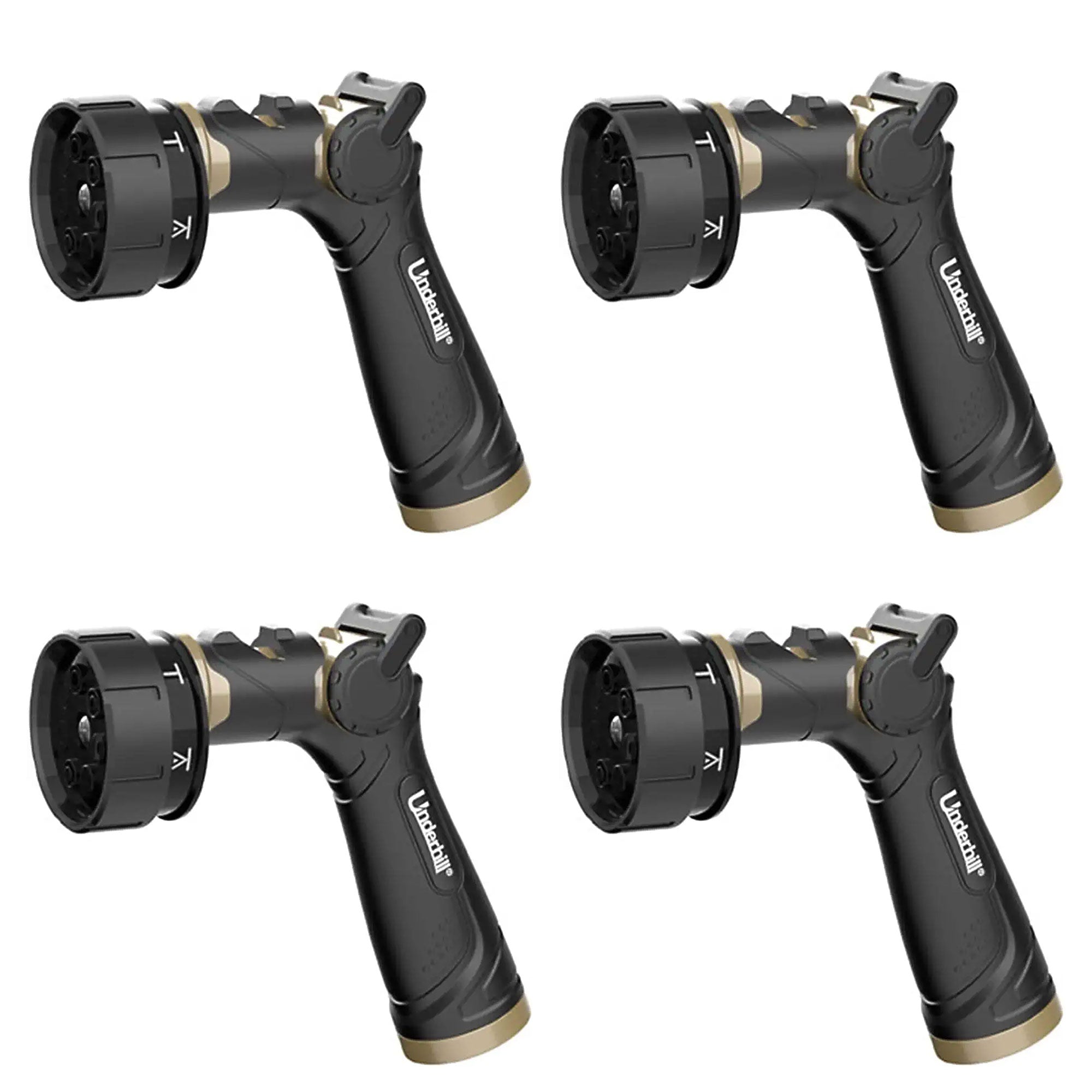 Underhill Proline Master Gold 7 Spray Pattern Hose Nozzle w/ 3/4" Inlet (4 Pack) - VMInnovations