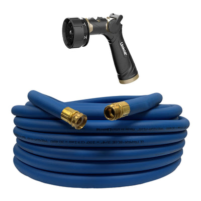 Underhill UltraMax 100' Garden Hose, Blue w/ Proline Master Gold 7 Spray Nozzle