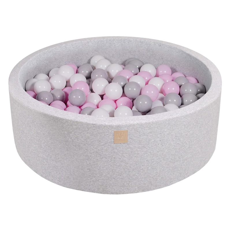 MeowBaby Round 35 x 11.5 Inch Foam Ball Pit w/ 200 Balls, Pastel Pink/Gray(Used)