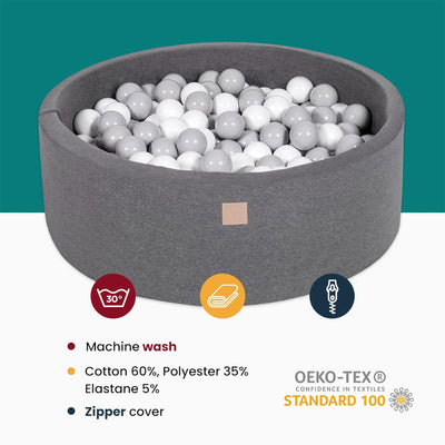 MeowBaby Round 35 x 11.5 Inch Foam Ball Pit w/ 200 Balls, Pastel Pink/Gray(Used) - VMInnovations