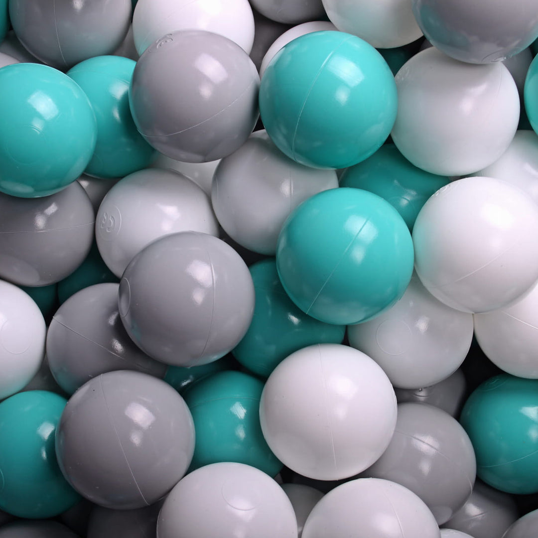 MeowBaby Round 35 x 11.5"Foam Ball Pit with 200 Balls, Turquoise/Gray (Open Box) - VMInnovations