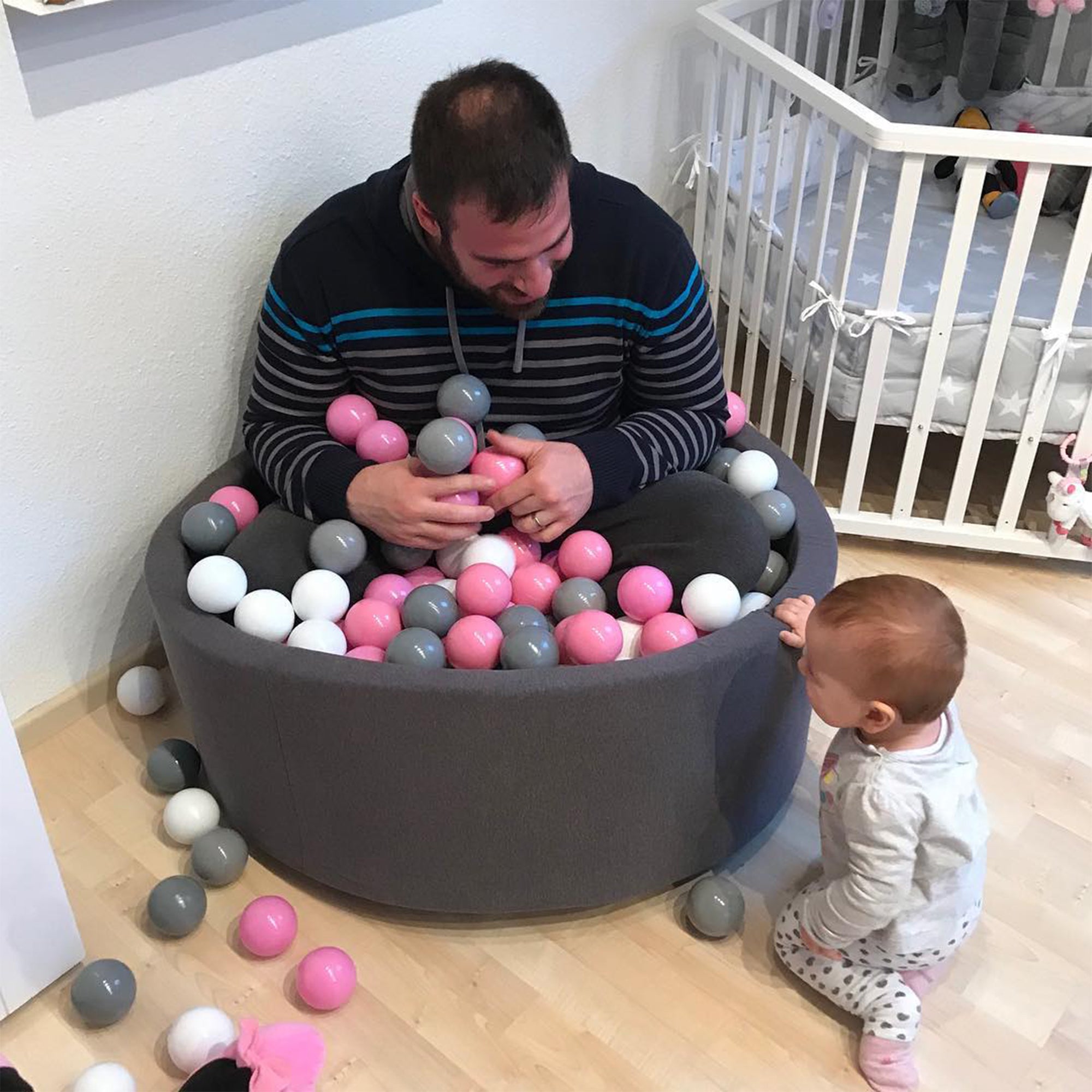 MeowBaby Large Round 35 x 11.5 Inch Baby Foam Ball Pit with 200 2.75 Inch Balls - VMInnovations