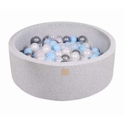 MeowBaby Round 35 x 11.5" Baby Foam Ball Pit w/ 200 Balls, Baby Blue/Transparent - VMInnovations