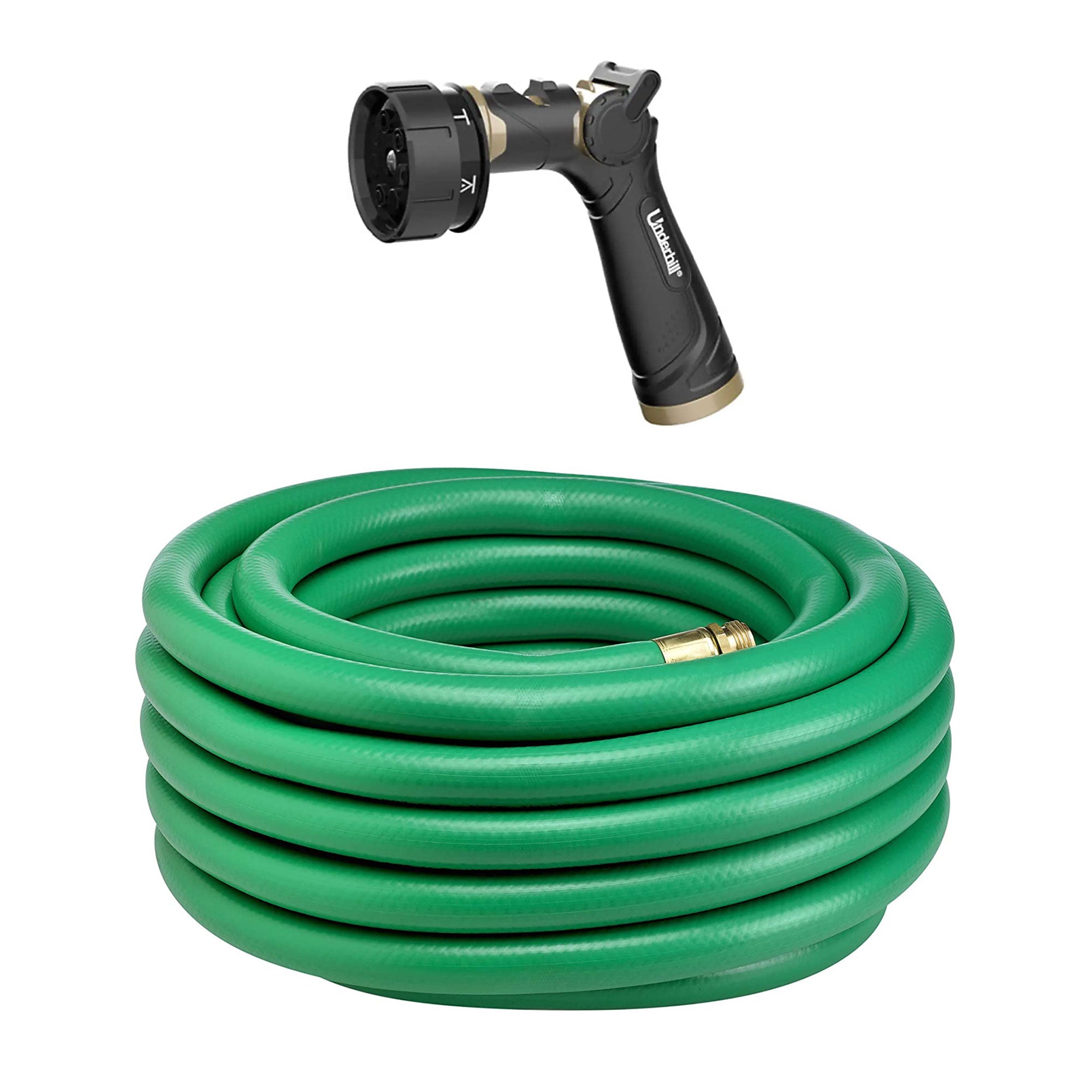 Underhill Ultramax Green 50' Garden Hose w/ Proline Master Gold 7 Spray Nozzle - VMInnovations