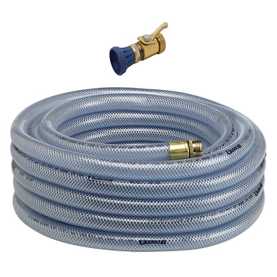 Underhill Ultramax 75' Garden Hose, Clear & Precision Cloudburst Hose End Nozzle