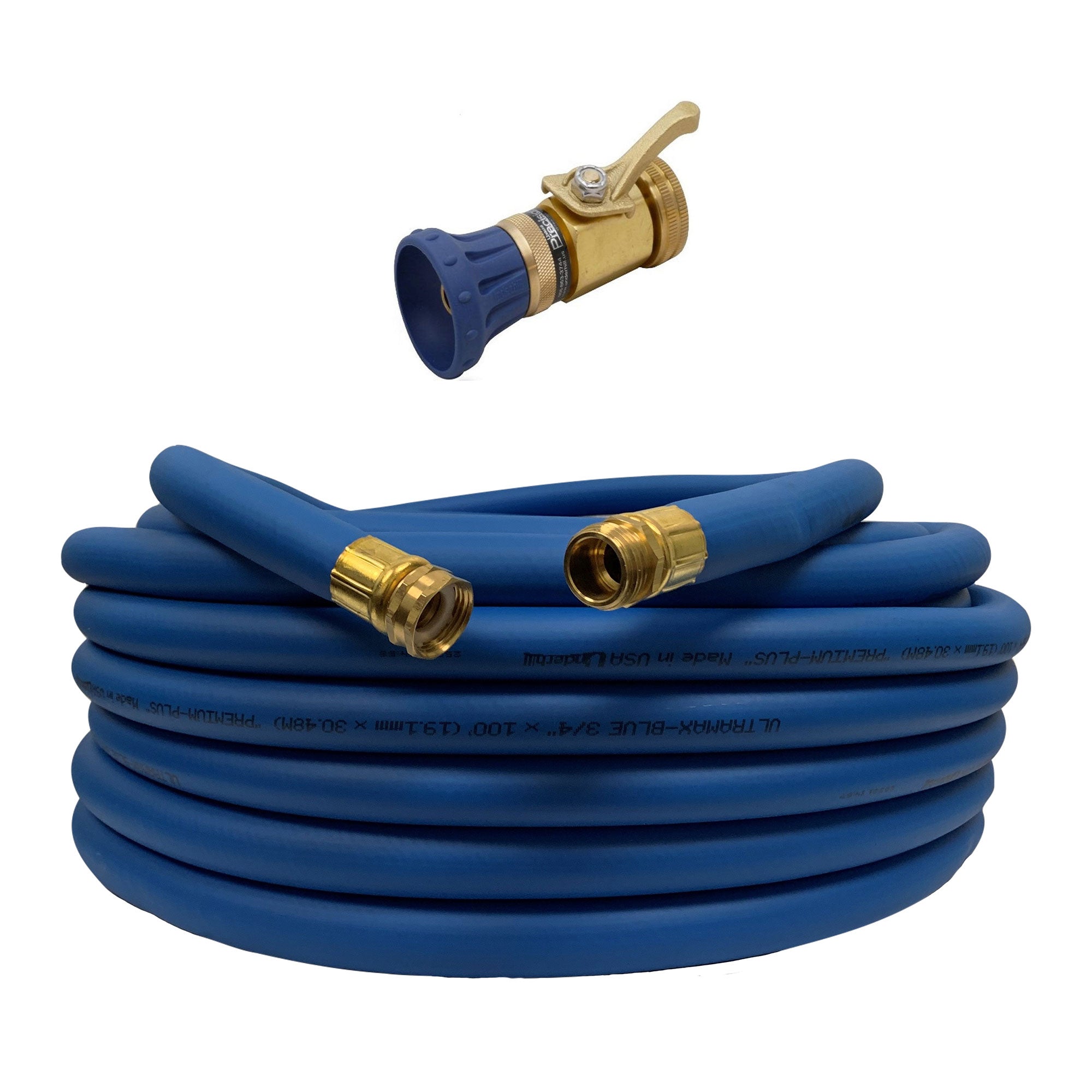 Underhill Ultramax 100' Garden Hose, Blue & Precision Cloudburst Hose End Nozzle