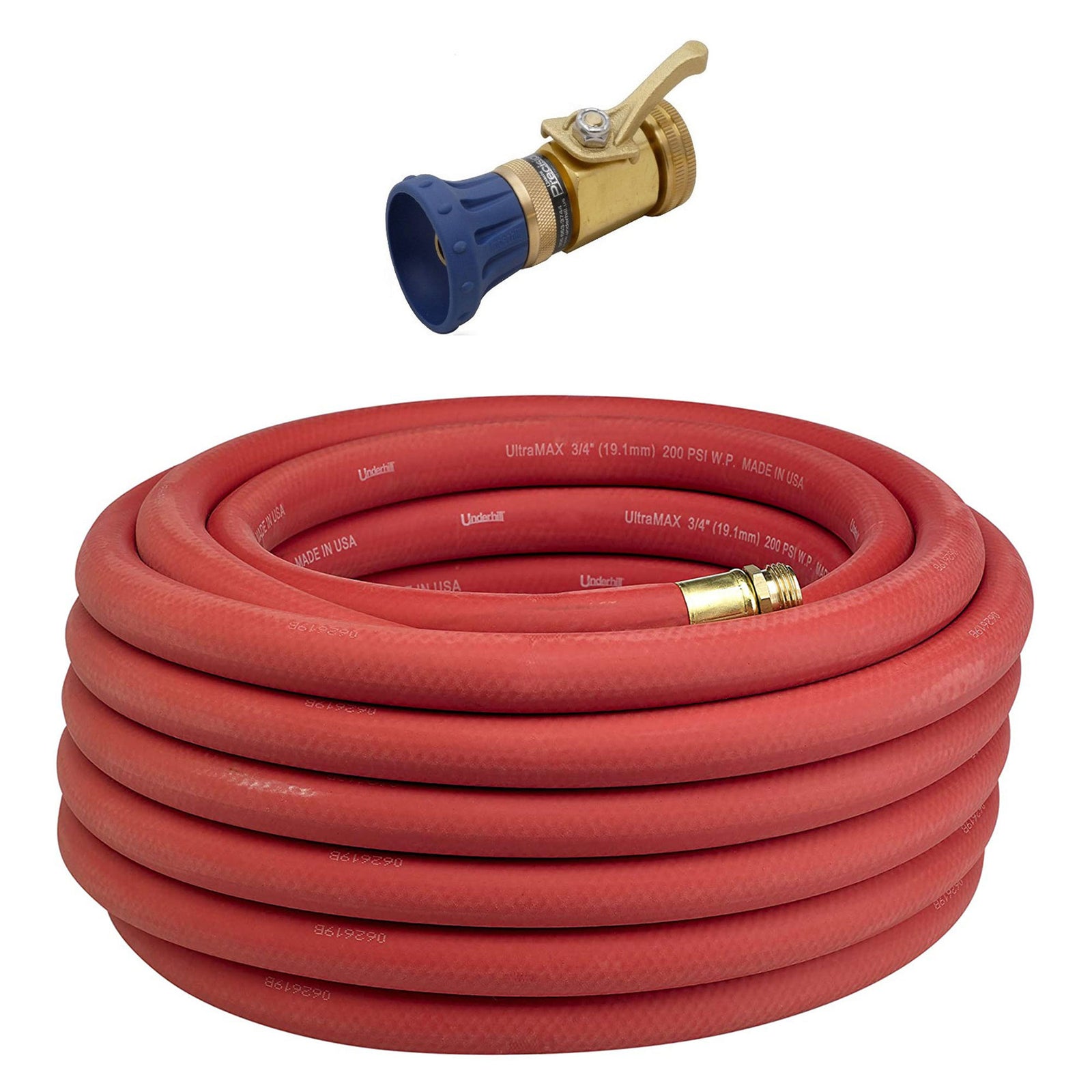Underhill Ultramax 75' Garden Hose, Red & Precision Cloudburst Hose End Nozzle - VMInnovations