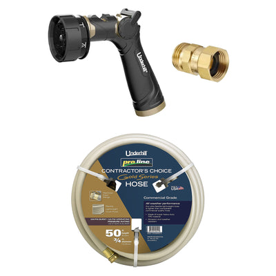 Underhill Twist-Ease Kink Eliminator + 7 Spray Nozzle + 50 Foot Garden Hose