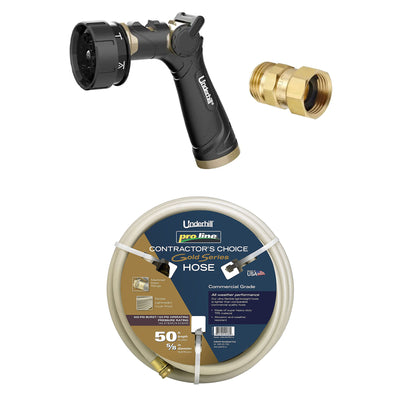 Underhill Twist-Ease Kink Eliminator + 7 Spray Nozzle + 50 Foot Garden Hose - VMInnovations