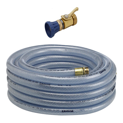 Underhill Ultramax 50' Garden Hose, Clear & Precision Cloudburst Hose End Nozzle