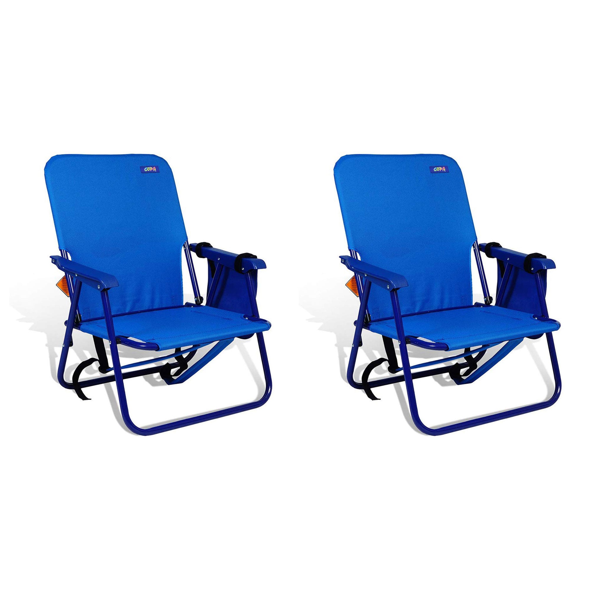 Copa Backpack Single Position Folding Beach Lounge Chair, Royal Blue (2 Pack)