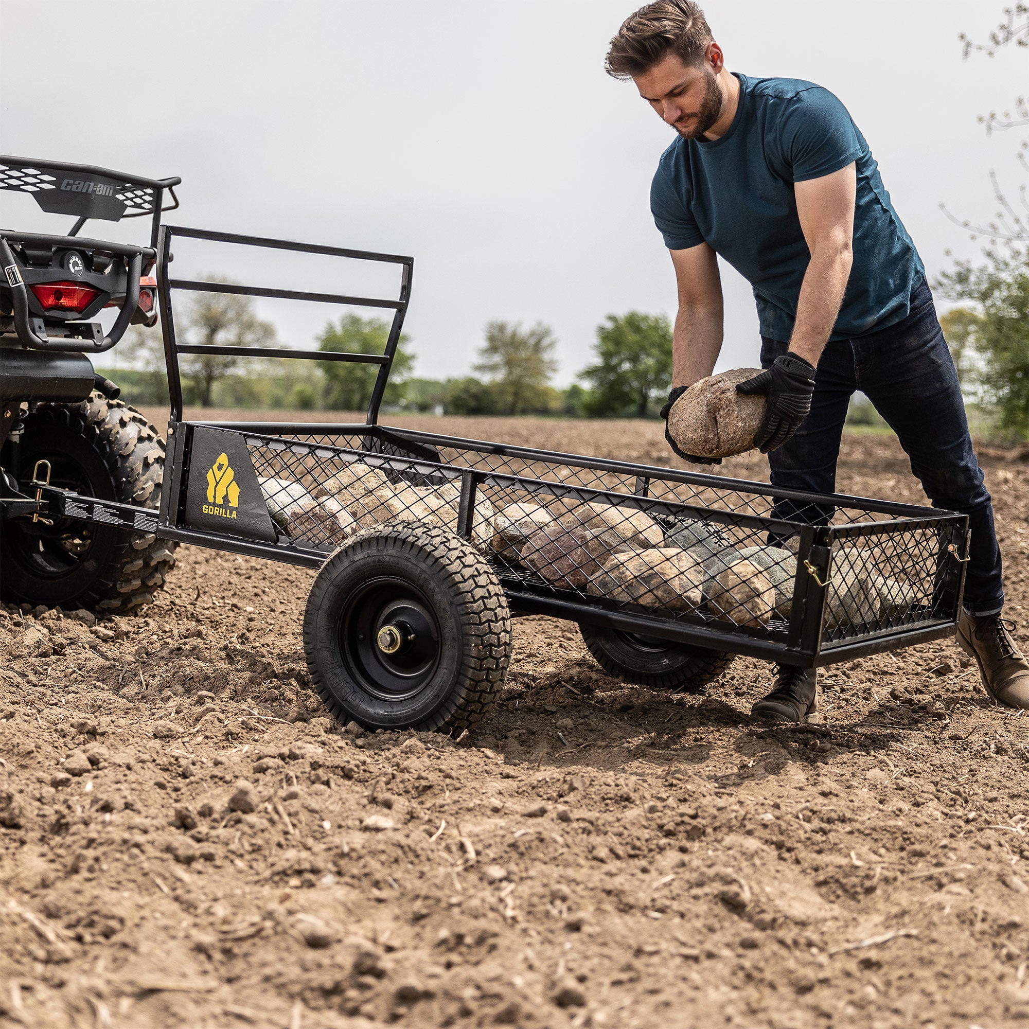 Gorilla 1400 lb Steel ATV Trailer w/ Removable Sides, Black (Used) - VMInnovations