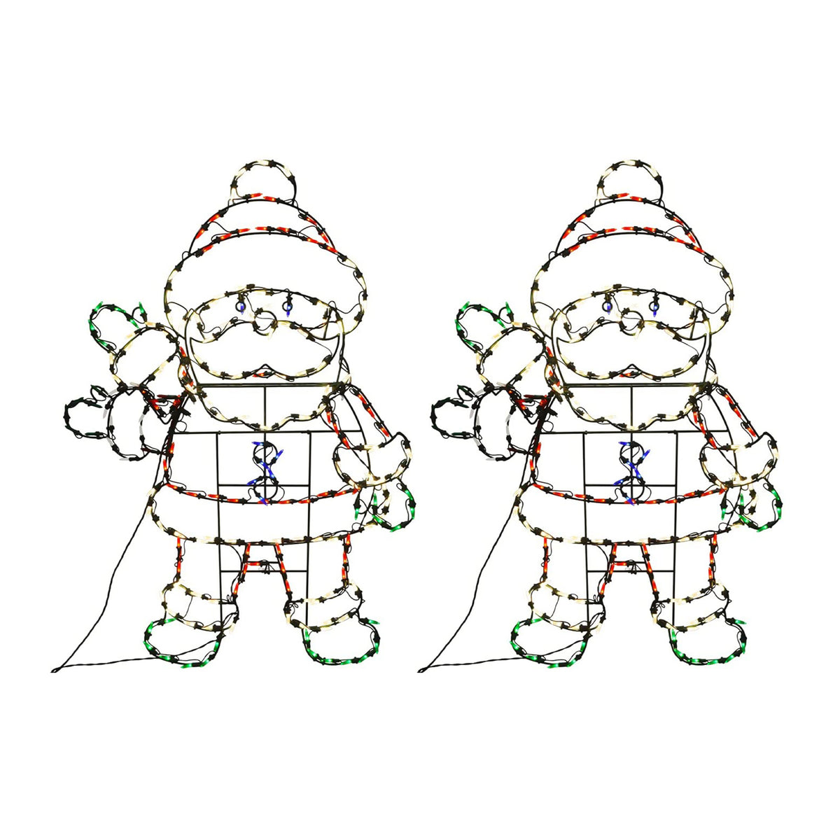 ProductWorks 2 Pack 48" Pro-Line LED Animation Waving Santa Christmas Decoration