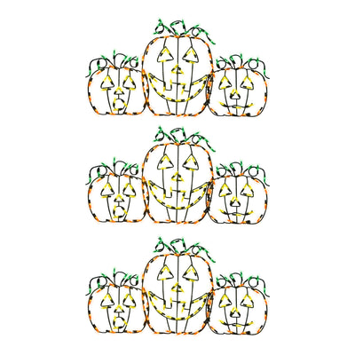 ProductWorks Pro Line LED Jack-O-Lanterns Halloween Yard Decoration (3 Pack) - VMInnovations