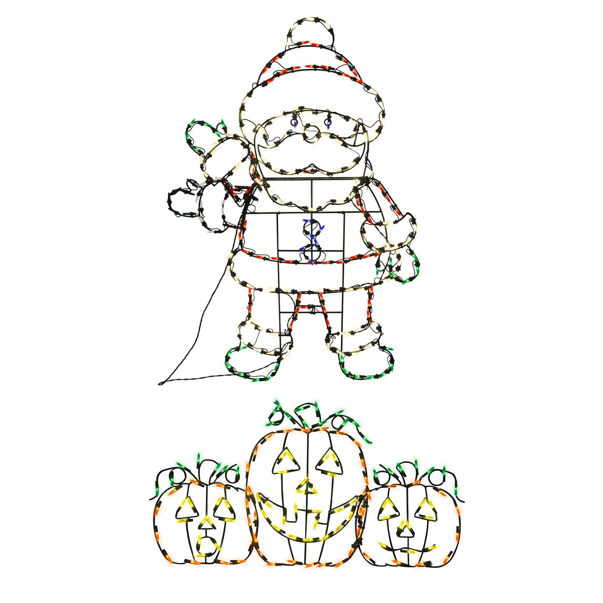 ProductWorks Pro Line Holiday Display Set w/ Waving Santa & Jack-O-Lanterns - VMInnovations