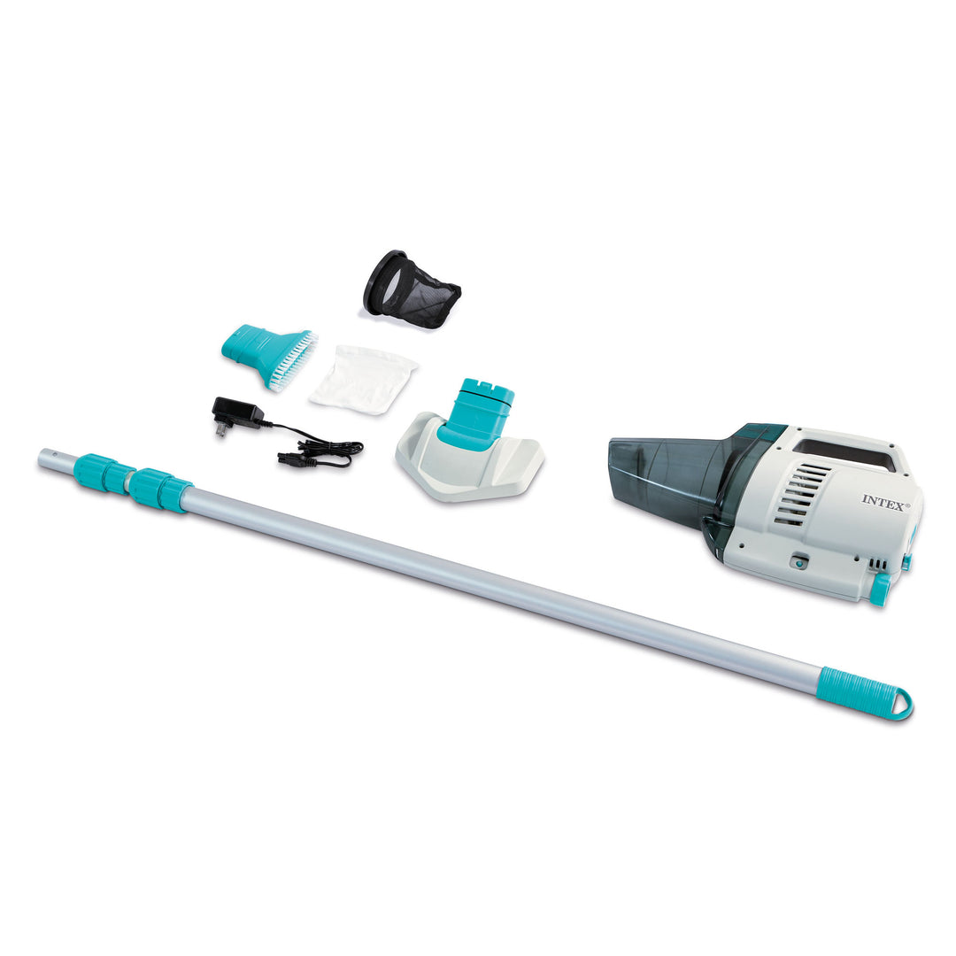 Intex ZR200 Rechargeable Cordless Telescoping Pool Vacuum with 2 Brush Heads