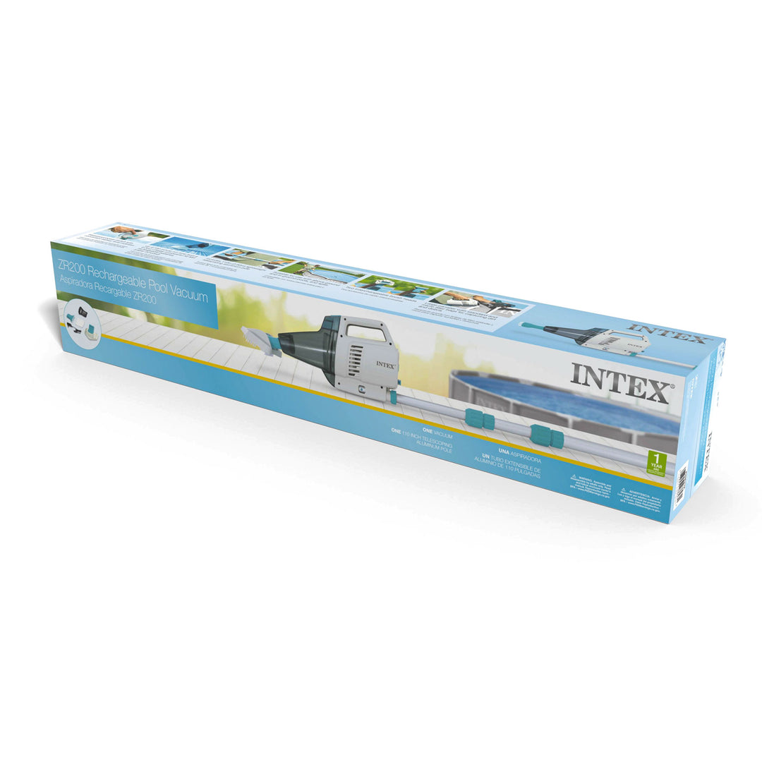 Intex ZR200 Rechargeable Cordless Telescoping Pool Vacuum with 2 Brush Heads