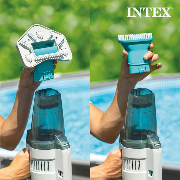 Intex ZR200 Rechargeable Cordless Telescoping Pool Vacuum with 2 Brush Heads