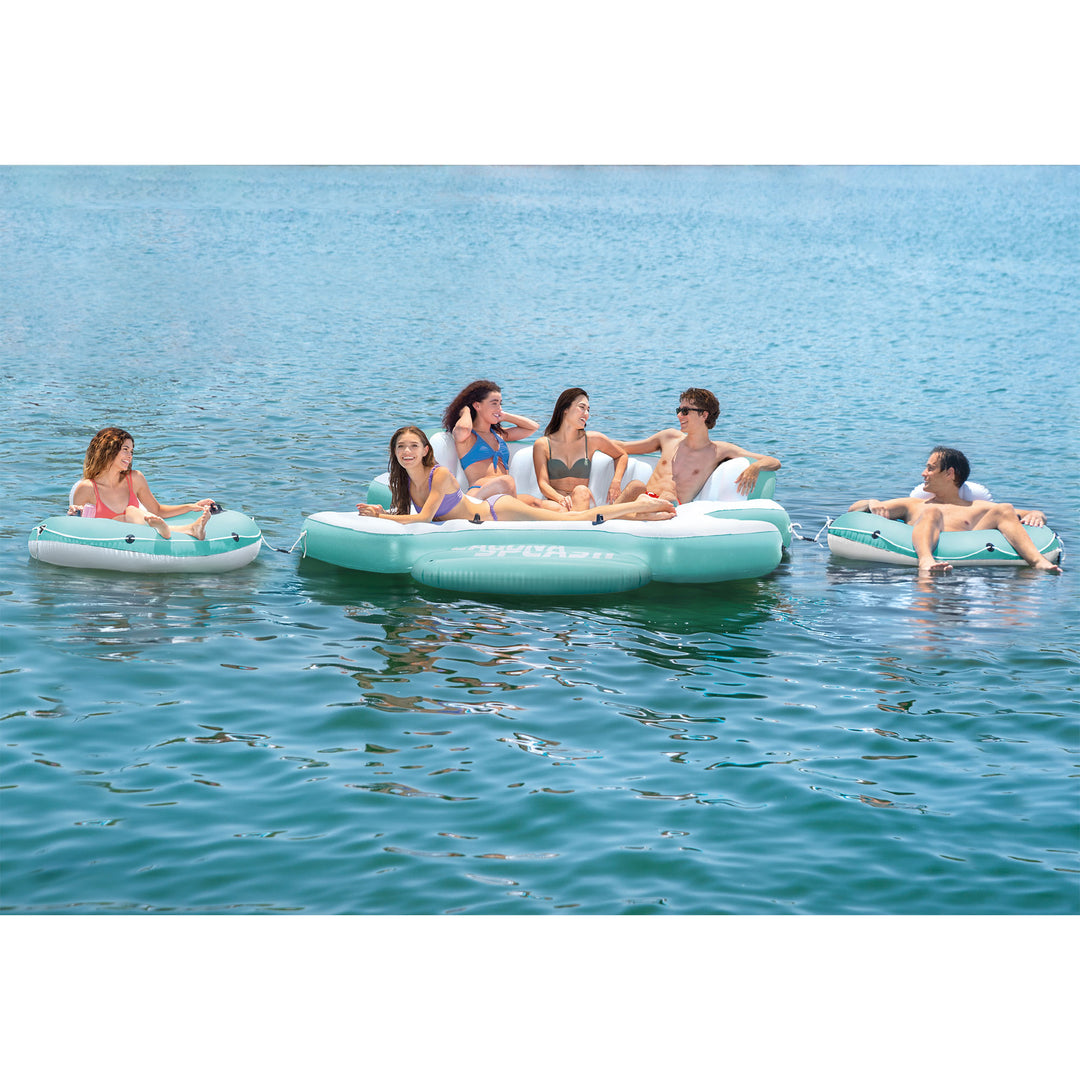 Laguna Splash Island Floating Water Raft w/ 2 Detachable Lounge Tubes (Open Box) - VMInnovations