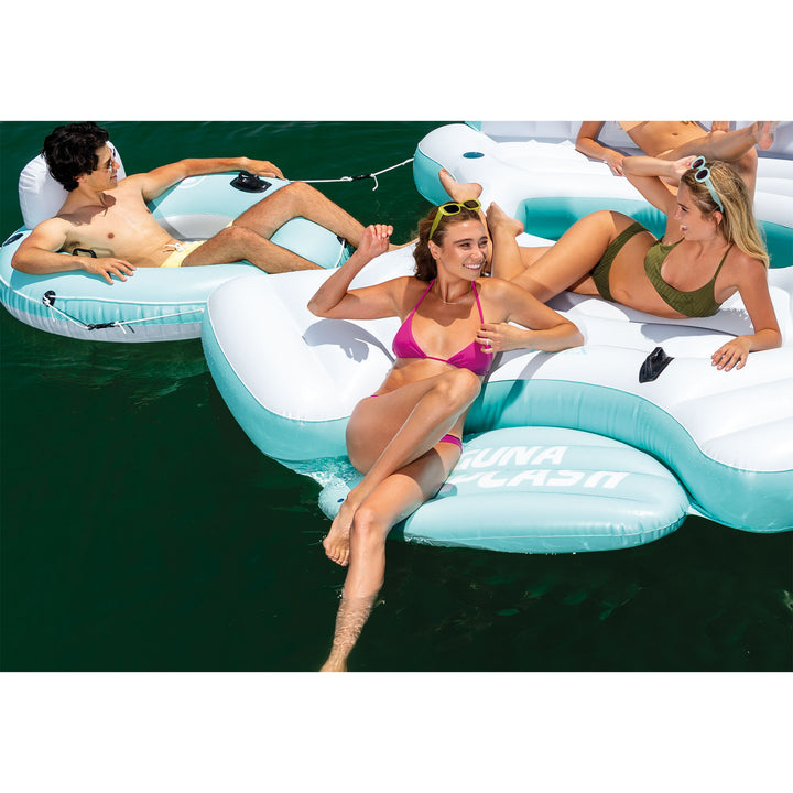 Laguna Splash Island Floating Water Raft w/ 2 Detachable Lounge Tubes (Open Box) - VMInnovations