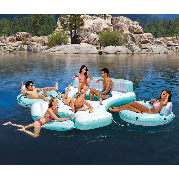 Laguna Splash Island Floating Water Raft w/ 2 Detachable Lounge Tubes (Open Box) - VMInnovations